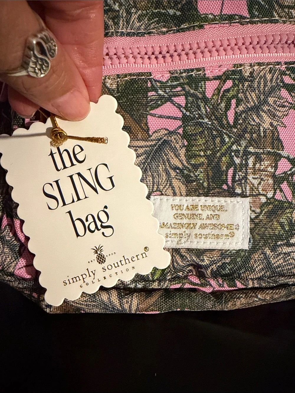 Simply Southern Pink Camo Sling Backpack